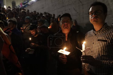 Photo for November 13, 2023, Mexico City, Mexico: The LGBTTTI + community protests to demand clarification of the death of magistrate Jesus Ociel Baena Saucedo and his partner Dorian Daniel Nieves Herrera in his house in the state of Aguascalientes - Royalty Free Image