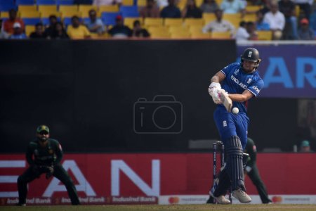 Photo for November 11, Kolkata, India: Jonny Bairstow of England  plays a shot during the 2023 ICC Men's Cricket World Cup match between England and Pakistan at the Eden Gardens Stadium - Royalty Free Image