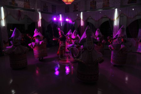 Photo for November 26, 2023, Sylhet, Bangladesh: Manipuri Girls costume traditional dress to perform musical art dance to celebrating Raas Leela festival at Mirza Jungle Manipuri Rajbari - Royalty Free Image