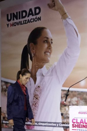 Foto de 27 de noviembre de 2023, Ciudad de México, México: La única candidata a la presidencia de México para la coalición de los partidos del Movimiento Nacional de Regeneración, el Partido Laborista y el Partido Verde, Claudia Sheinbaum - Imagen libre de derechos