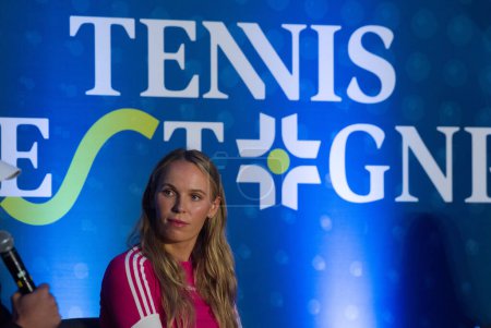 Photo for November 28, 2023, Mexico City, Mexico: Caroline Woznicki of Denmark speaks to the media during a press conference prior to the Tennisfest GNP 2023 at Hayat Regency Hotel - Royalty Free Image