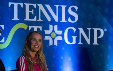 Photo for November 28, 2023, Mexico City, Mexico: Caroline Wozniacki of Denmark speaks to the media during a press conference prior to the Tennisfest GNP 2023 at Hayat Regency Hotel - Royalty Free Image