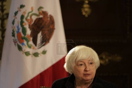 Photo for December 7, 2023, Mexico City, Mexico: United States Treasury Secretary Janet Yellen at a press conference at the National Palace in Mexico City - Royalty Free Image