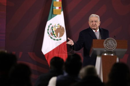 Photo for December 19, 2023, Mexico City, Mexico: The president of Mexico, Andres Manuel Lopez Obrador at the press conference at the National Palace in Mexico City - Royalty Free Image