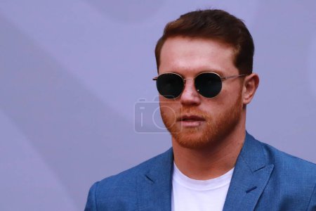 Photo for December 19, 2023 in Mexico City, Mexico: World boxing champion, Saul Alvarez, known as Canelo Alvarez during the Award ceremony for the  2023 National Sports Award and Encouragement to the Delegations at the Pan American and Parapan American Games - Royalty Free Image