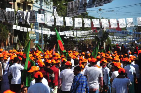 Photo for 20 December 2023 Sylhet-Bangladesh: Party leaders-activists-supporters came to Sylhet Alia Madrasa field with a procession with party Boat symbols in the election rally of Awami League for the twelfth national parlament election 2024 - Royalty Free Image