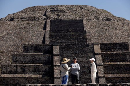 Photo for March 21, 2024, State of Mexico, Mexico:Tourists visit the Pyramid of the Sun  to join the  framework of the spring equinox in the archaeological zone of Teotihuacan in the Municipality of Teotihuacan - Royalty Free Image