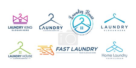 Laundry logo collection with creative element style Premium Vector