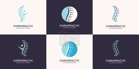 Illustration for Chiropractic logo collection with unique element style Premium Vector - Royalty Free Image