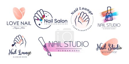 Illustration for Nail logo collection with creative and unique element concept Premium Vector - Royalty Free Image