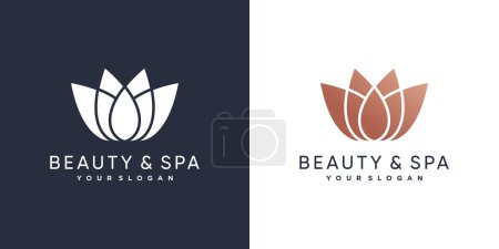 Téléchargez les illustrations : Logo beauté et spa avec concept de lotus de beauté Premium Vector partie 2 - en licence libre de droit