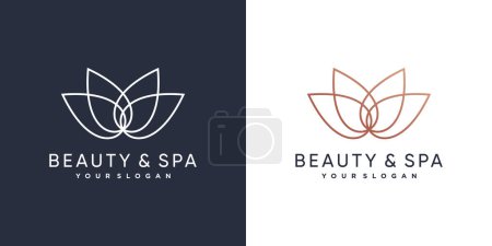 Téléchargez les illustrations : Logo beauté et spa avec concept de lotus de beauté Premium Vector partie 6 - en licence libre de droit