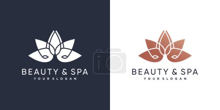 Téléchargez les illustrations : Logo beauté et spa avec concept de lotus de beauté Premium Vector partie 8 - en licence libre de droit