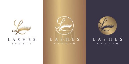 Lash logo design for beauty with letter L concept Premium Vector
