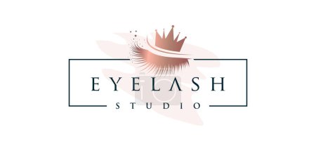 Eyelashes icon logo design with beauty queen element style Premium Vector