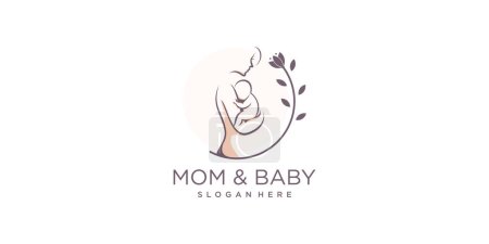 Ilustración de Mamá y bebé logotipo diseño icono vector con el concepto de elemento único Vector Premium - Imagen libre de derechos