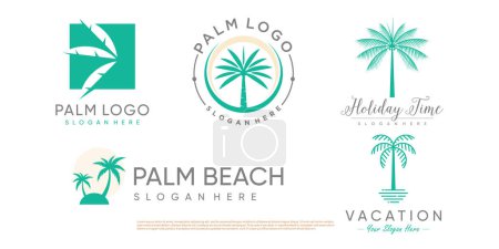Téléchargez les illustrations : Collection design logo Palm avec idée de concept élément créatif - en licence libre de droit