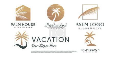 Téléchargez les illustrations : Collection design logo Palm avec idée de concept élément créatif - en licence libre de droit