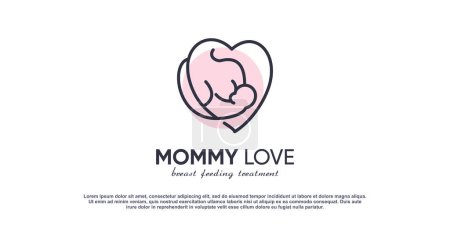 Illustration for Breast feeding logo design for mom and baby - Royalty Free Image