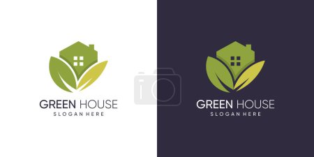Téléchargez les illustrations : Design logo maison verte avec idée de concept abstrait moderne - en licence libre de droit