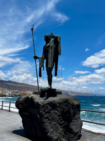 Candelaria, Spain - 16.05.2023: Statues of the guanches are in the Plaza de la Patrona de Canarias. . High quality photo