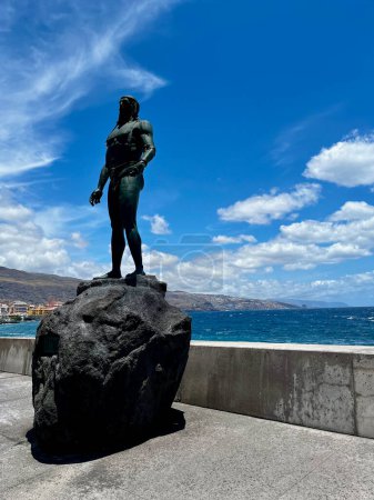 Candelaria, Spain - 16.05.2023: Statues of the guanches are in the Plaza de la Patrona de Canarias. . High quality photo