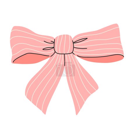 Vektor-Illustration einer Schleife, Geschenkbänder. Bogenknoten in handgezeichneten und flachen Stilen. Modisches Haar Accessoire. Schleifenknoten für Geschenkverpackung