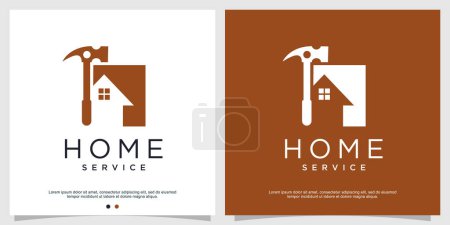 Téléchargez les illustrations : Modèle de logo de réparation à domicile avec élément créatif Premium Vector - en licence libre de droit