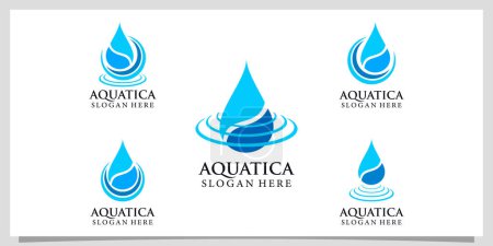 Téléchargez les illustrations : Conception de logo de l'eau Collection avec effet éclaboussure concept simple Premium Vector - en licence libre de droit