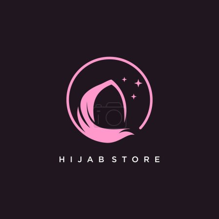Ilustración de Hijab store logo design vector llustration muslimah concept Premium Vector - Imagen libre de derechos