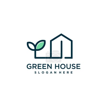 Téléchargez les illustrations : Vecteur de logo Green House avec concept simple moderne - en licence libre de droit