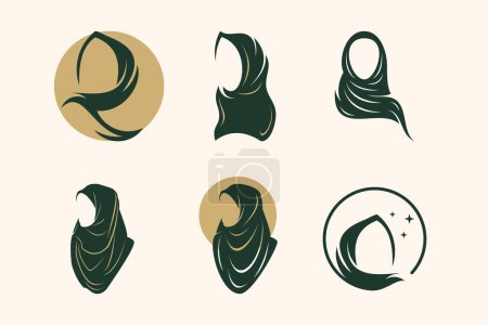 Schönheit Hijab Logo Design Vektor Kollektion mit einzigartigen Element Idee