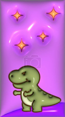 Photo for 3D inflate wallpaper, cute bear on purple background - Royalty Free Image