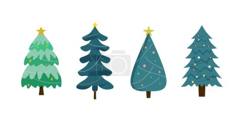 Foto de Colección de árboles de Navidad. Ilustración vectorial colorida en estilo plano de dibujos animados - Imagen libre de derechos