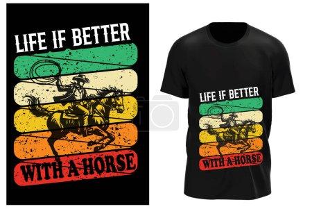 Téléchargez les illustrations : Conception de t-shirt saut de cheval - en licence libre de droit