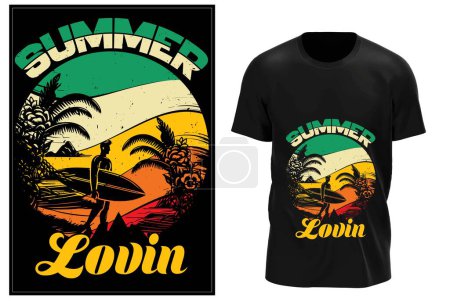 Ilustración de Verano diseño camiseta, verano campamento camiseta diseños, Beach Vibes T-Shirt diseños - Imagen libre de derechos
