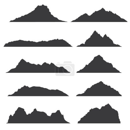Téléchargez les photos : Illustrations de silhouettes de Montagnes Ensemble vectoriel sur fond blanc - en image libre de droit