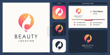 Illustration for Beauty logo with modern pin location concept premium vector - Royalty Free Image