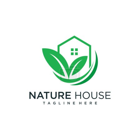 Illustration for Green house logo design concept with simple and unique style Premium Vector - Royalty Free Image