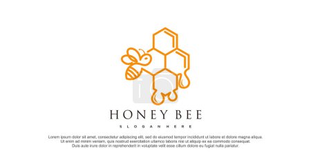 Bee honey logo with creative design premium vector