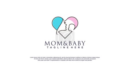 Illustration for Mom and baby logo with lineart creative design premium vector - Royalty Free Image