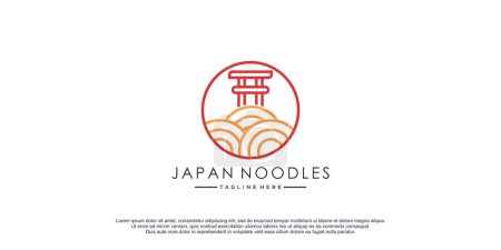 Illustration for Noodels logo with torii japanese concept creative design vector icon illustration - Royalty Free Image