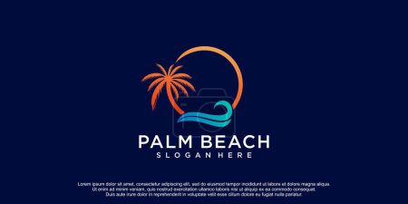 Illustration pour Palmiers emblèmes combinaison palmier et plage logo agence de voyage agence de voyage - image libre de droit