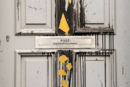 Photo for Letterbox flap on a front door with the inscription "Please do not post advertising". - Royalty Free Image