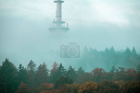 Photo for Bielefeld television tower in autumn fog - Royalty Free Image