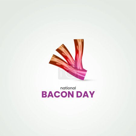 Téléchargez les illustrations : Journée nationale du bacon. Illustration vectorielle de fond de bacon. - en licence libre de droit