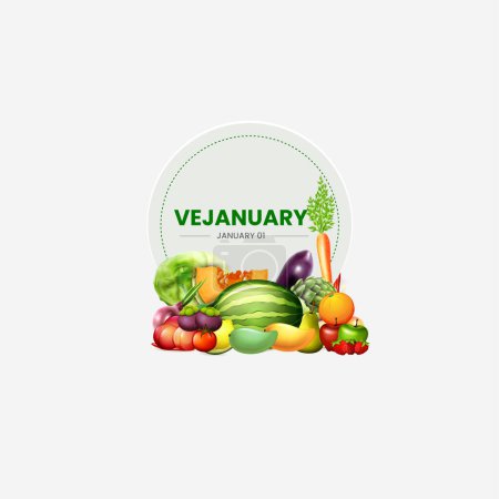 Téléchargez les photos : Veganuary Background. Présentation du mois de régime végétalien en janvier appelé Veganuary. - en image libre de droit