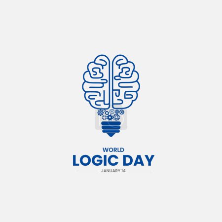 Illustration for World Logic Day. Logic day background. Brain logic background. bulb shape brain vector illustration. - Royalty Free Image