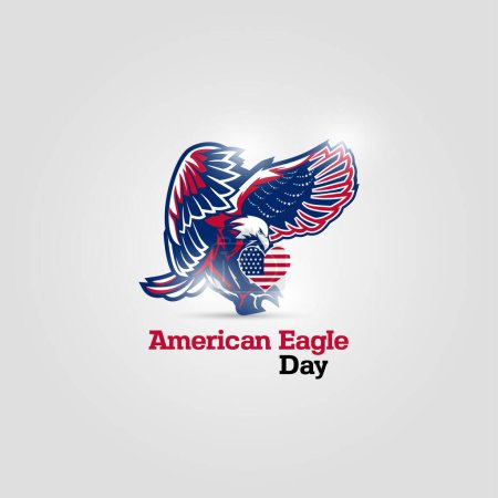 Téléchargez les photos : Aigle américain avec drapeaux des États-Unis. Illustration vectorielle du jour aigle américain. - en image libre de droit