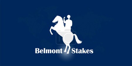 Ilustración de Belmont Stakes, carreras de caballos. Ilustración vectorial Belmont Stakes, Tipografía de carreras de caballos. El Belmont Stakes es una carrera de apuestas de grado I. Belmont banner design - Imagen libre de derechos
